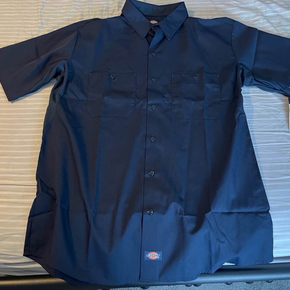 Dickies Short Sleeve Work Shirt Button Up Navy Blue New w/ Tag